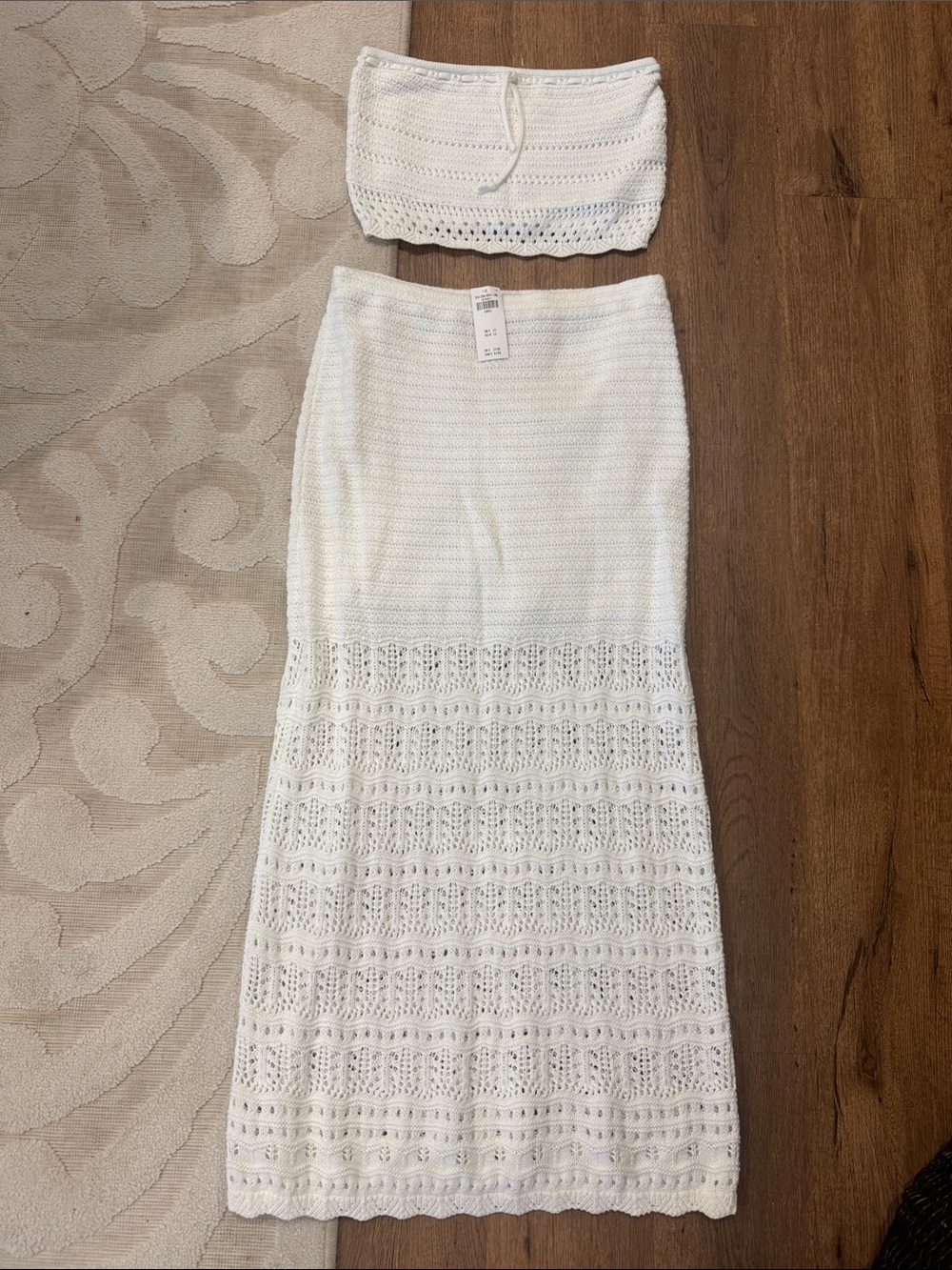 Hollister White Crochet Two-Piece Maxi Set